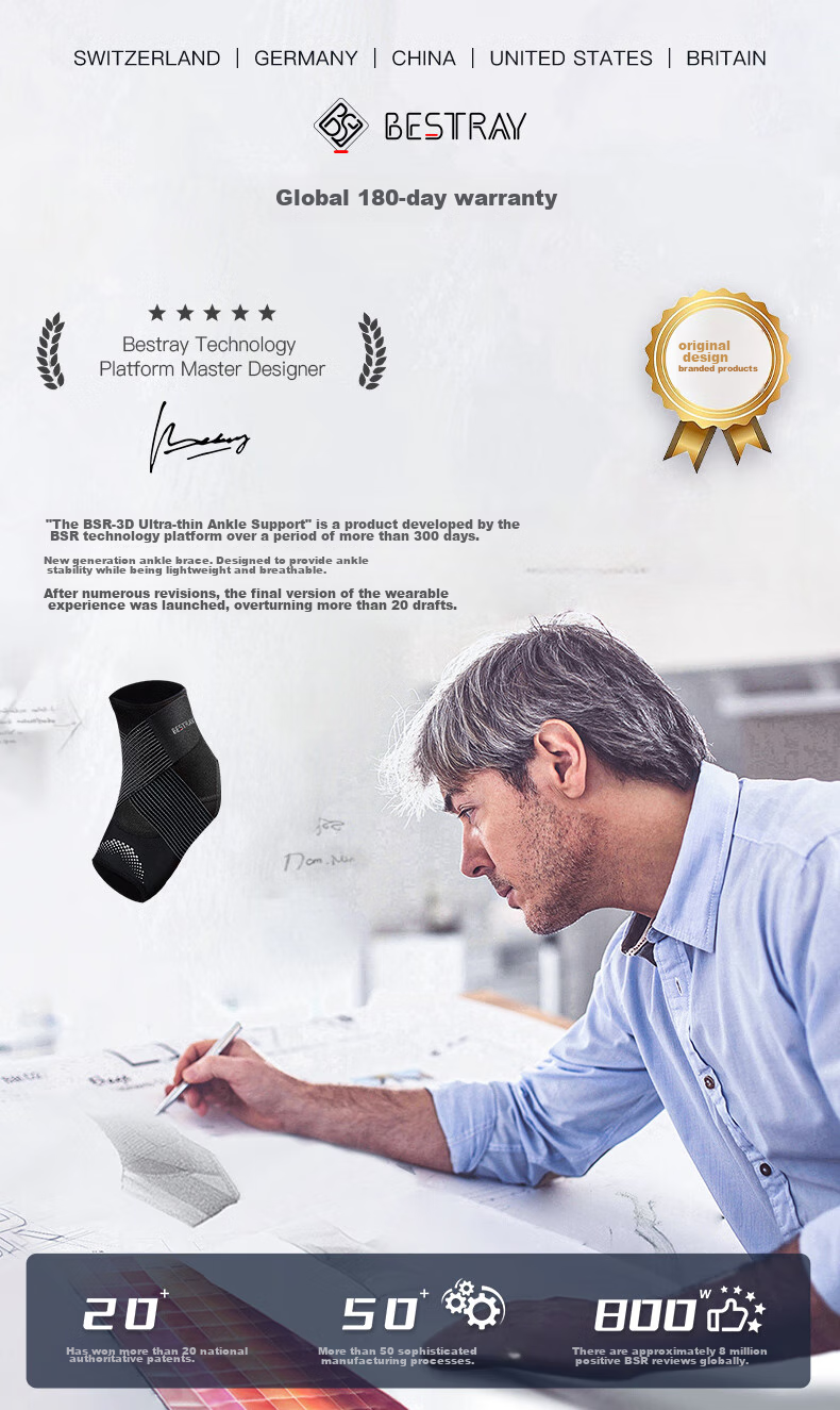 Bestray 3D Ultra-Thin Sports Ankle Brace, Basketball Running Ankle Sprain Protection, Anti-Sprain Foot Guard, Fixed Ankle Support Sleeve 1