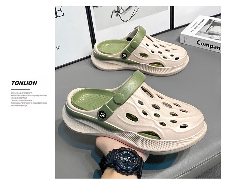 TonLion Sandals for Men And Women, Summer Couple Style, Hole Shoes, Men's Outdoor Breathable Beach Slippers, Beige Brown, Size 40/41 14