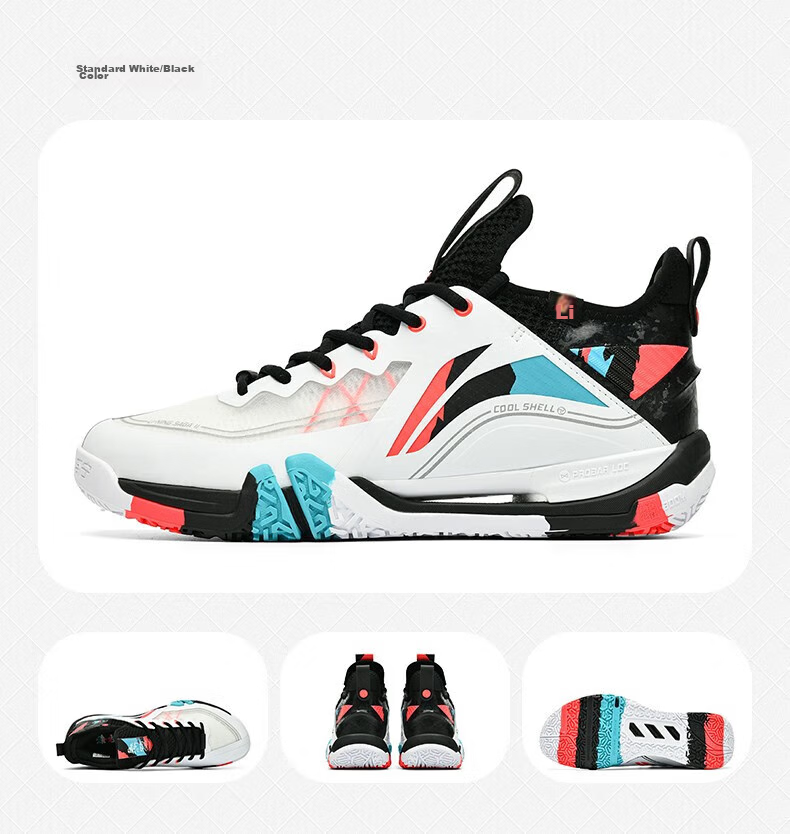 Li-Ning Badminton Shoes, Tiedi Feixing 2pro, Black/standard White, AYAT003-1, Size 37 12