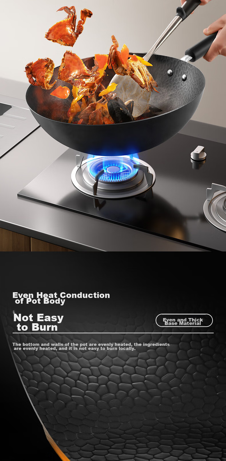 SUPOR Titanium Iron Non-Stick Wok, 32cm Iron Pan without Coating, Suitable for Gas Stove And Induction Cooker, Stir-Fry Pan HC32YT1 15