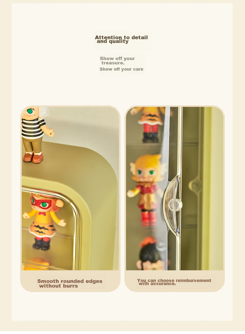 JEKO&JEKO Blind Box Display Case, Transparent Figurine Storage Box, Labubu Pop Mart Wall-Mounted Display Stand, Cream White 17