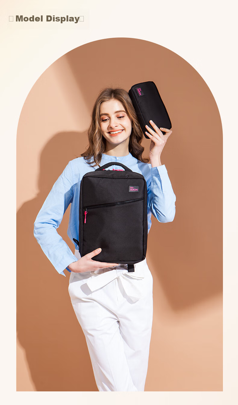 LEXON Women's Backpack, 12/13 Inch Laptop Bag, Casual Lightweight Fashionable School Bag, Travel Toiletry Bag, Black 5