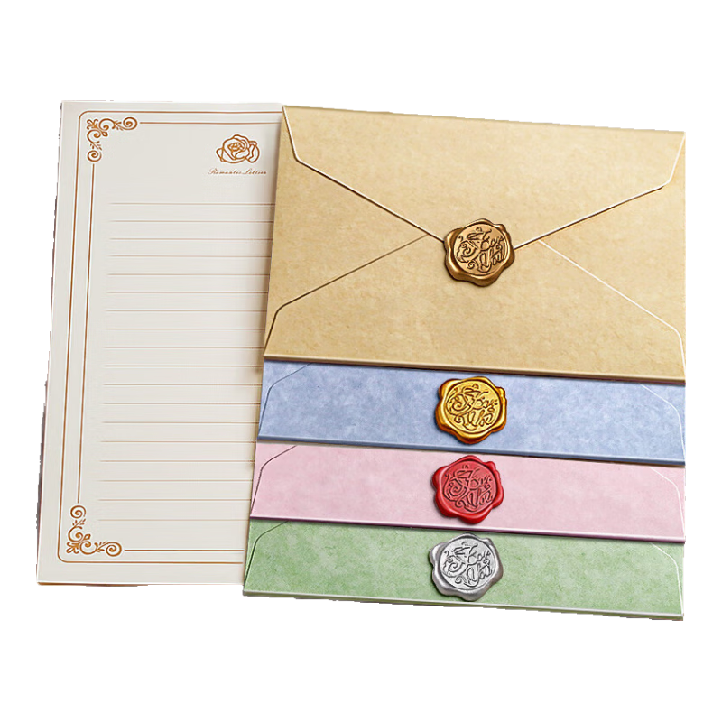 Jinzhi Lamba Leather Envelope And Letter Set, Exquisite Vintage Style Postcards, Greeting Cards, Birthday Gifts, High-End Gold Foil Gift, Confession Letters, Stationery, New Year's Day Invitation Cards, Macaro