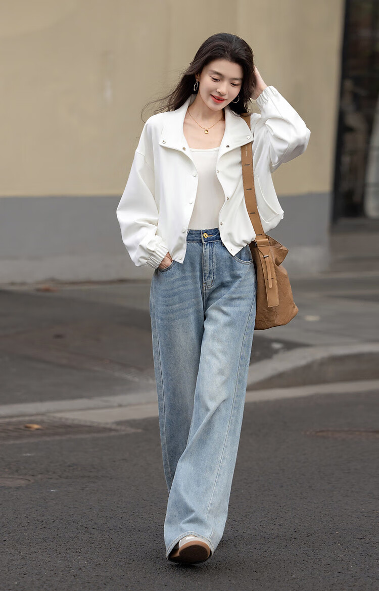 Dme [Minimalist Outfit] Spring High-Count High-Density Pique Mesh Stand Collar Four-Button Elastic Hem Short Women's Jacket 7