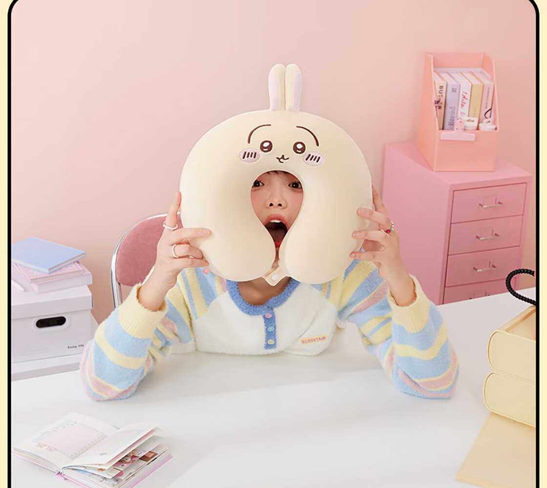 MINISO Chiikawa Series U-Shaped Pillow, Usagi Memory Foam Neck Support Pillow, Nap Pillow, Car And Airplane Neck Pillow 9