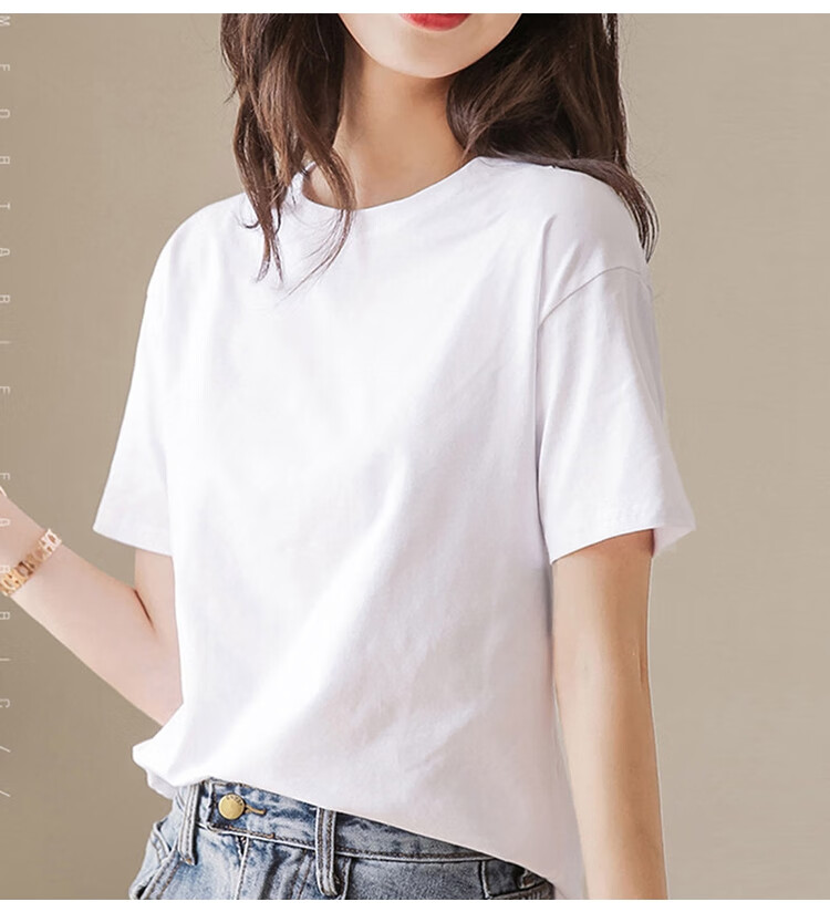 TonLion 2026 Summer New Women's Short-Sleeve T-Shirt, Solid Color Round Neck Loose Top, Simple Style 5