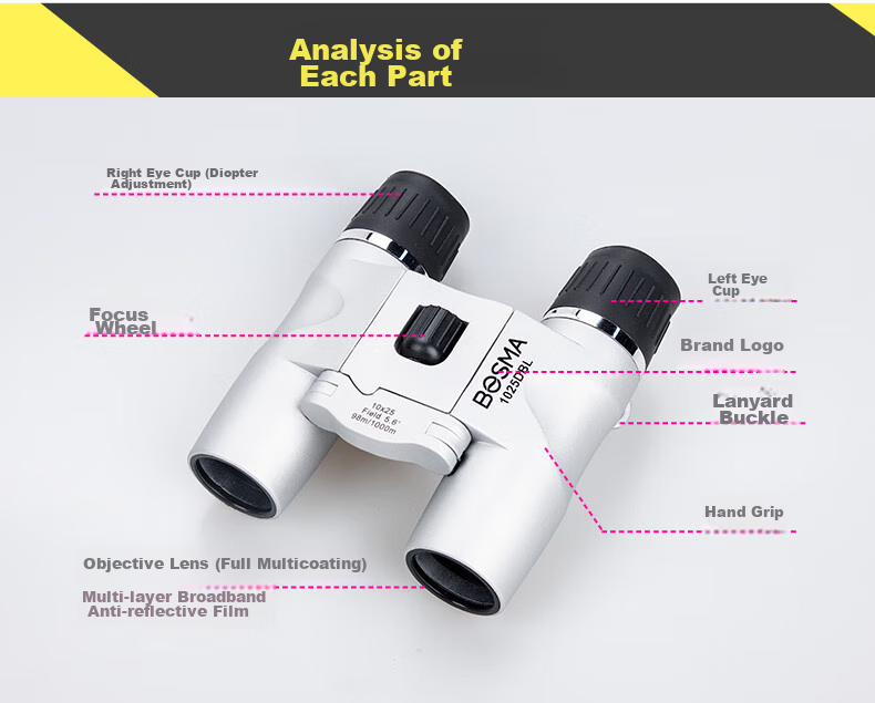 BOSMA Binoculars, High Magnification, High Definition, Portable, for Surfing, 10x25 Binoculars, for Concert Viewing 6