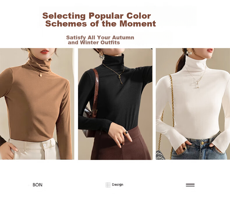 XUEXIMAN Turtleneck Basic Base Layer for Women, Autumn And Winter German Velvet Brushed Base Shirt, Skin-Friendly Inner Wear Top, Slim-Fit And Slimming, Suitable for Outerwear 9