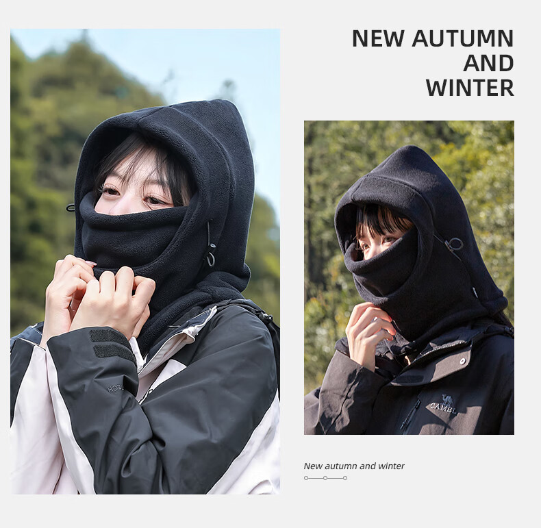 CAMEL Fleece-Lined Warm Balaclava for Men And Women, Outdoor Ski Full Face Protection Hood, Cycling Windproof Face Mask Neck Gaiter 2