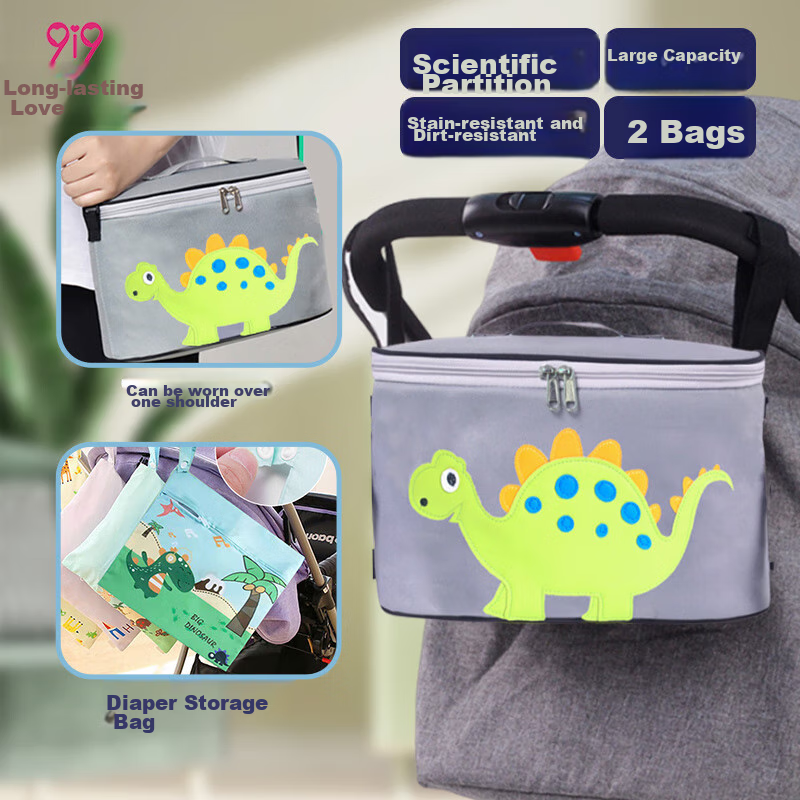 9I9 Baby Stroller Organizer Bag, Diaper Storage Bag, Large Capacity, Carrying Pouch for Infant Car Seats, Handheld Bag A31
