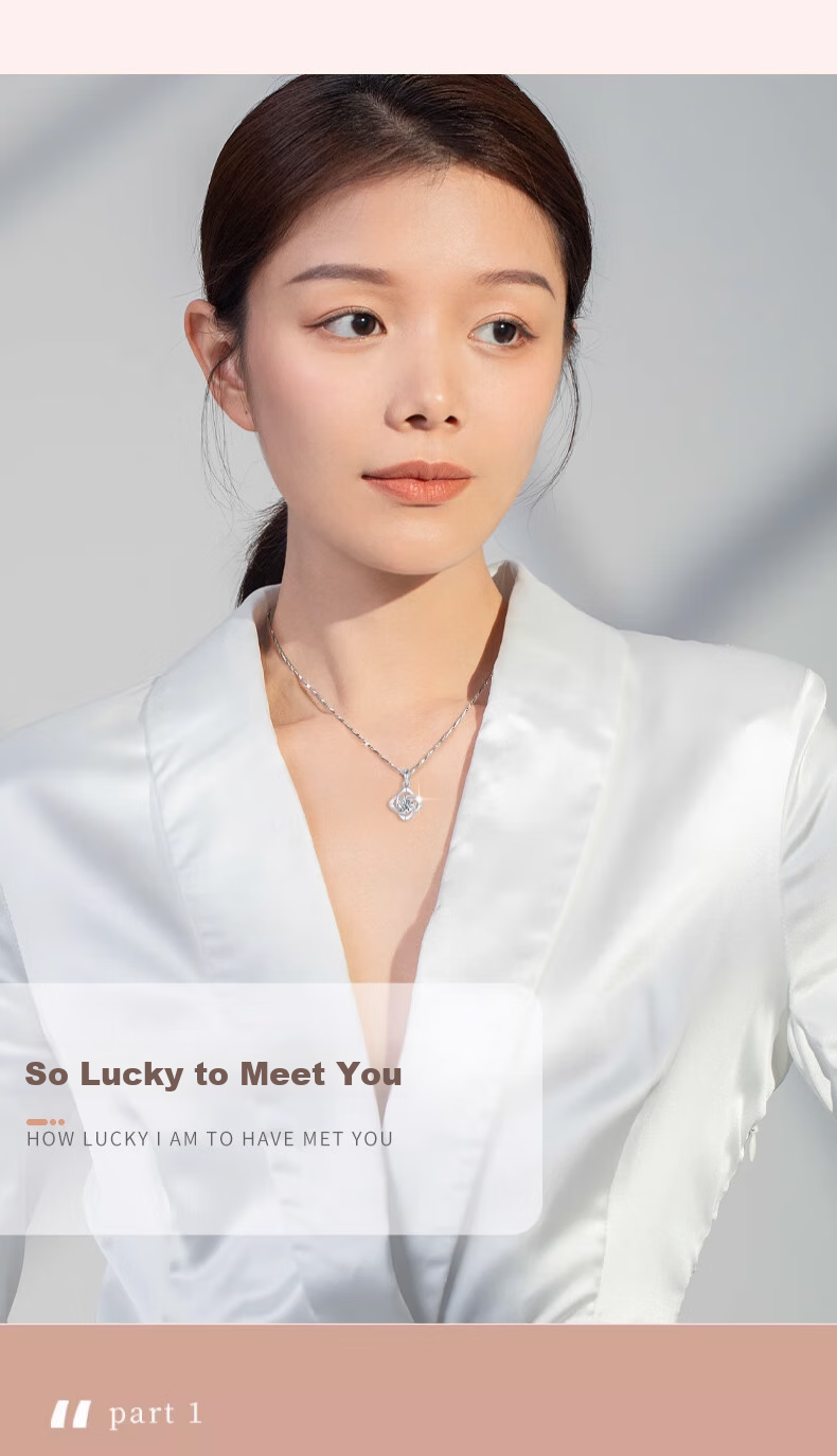 Zhoubaifu [1000+ Stores] Four-Leaf Clover Necklace for Women, Luxurious Silver Pendant, Birthday Gift for Girlfriend Or Wife 3
