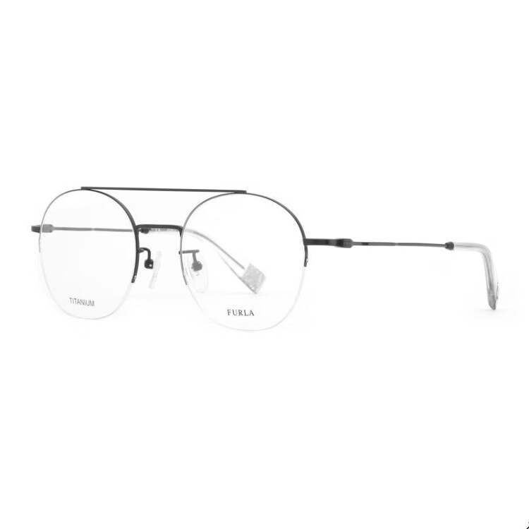 FURLA Semi-Rimless VFU372J510531 Women's Everyday Commute Optical Glasses, Matte Black, Windproof, Sun-Protective, Stylish 3