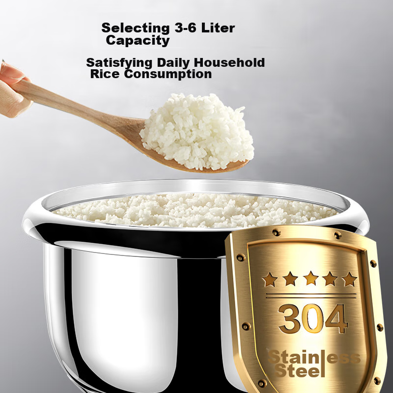 Triangle Rice Cooker, Stainless Steel Electric Rice Pot, 2L Household, 1-2 Small Cooking Pot, Traditional Rice Cooker, 304 Stainless Steel Inner Pot with Steamer, TG-Z20X12ZK