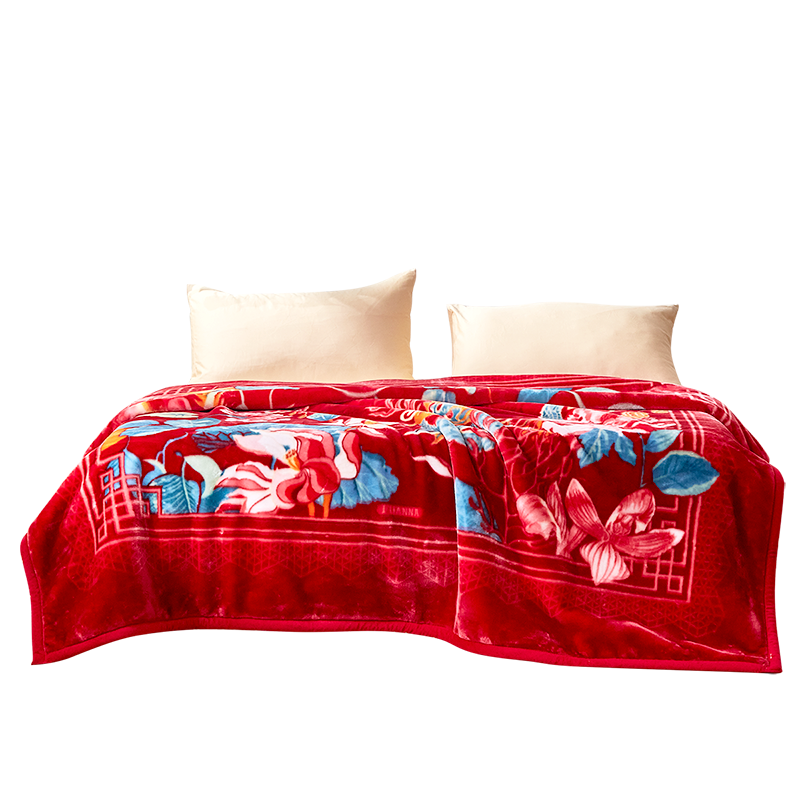 FUANNA Home Textiles Wedding Celebration Double-Layer Ruched Throw Blanket, Thickened Warm Dragon And Phoenix Wedding Blanket 200*230cm 8 Ji