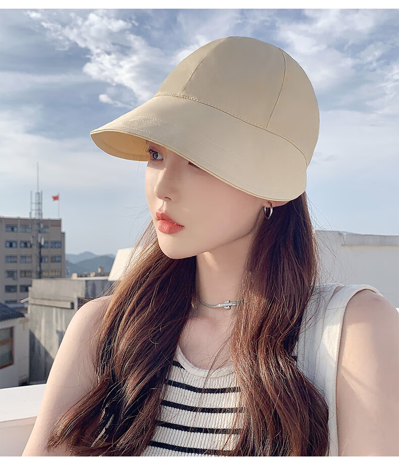 CARTELO Sun Protection Hat for Women, Spring And Summer Half-Top Sun Hat, Fisherman Hat, Trendy Hat with Hook for Hanging Mask And Ponytail 14