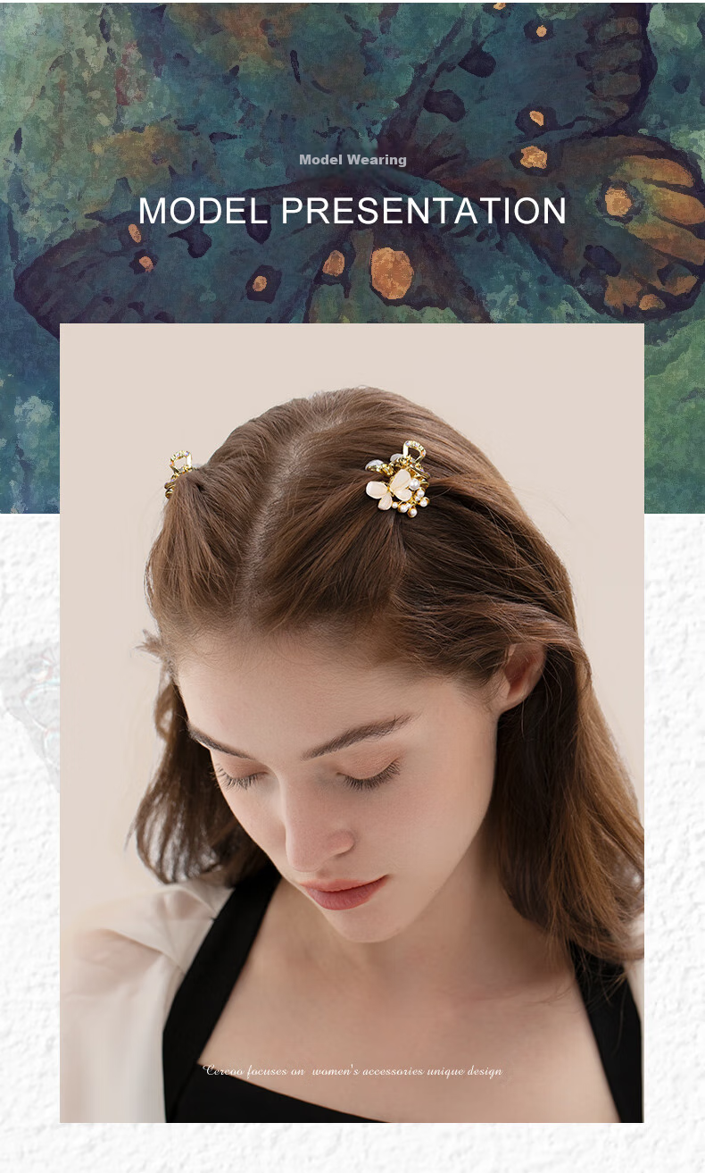Cercoo Exotic Butterfly Roll Series Hair Clip, Pearl Small Claw Clip, Compact And Delicate Korean Bangs Clip, Gift for Girlfriend 4