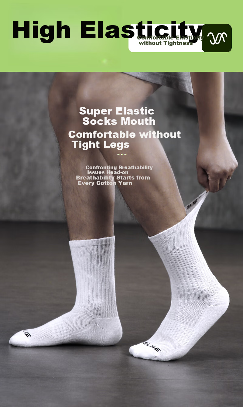 KELME Socks, Sports Socks (3 Pairs), Long Socks for Men And Women, Basketball Socks, All-Season Sweat-Absorbing Running Antibacterial Casual White Socks 8