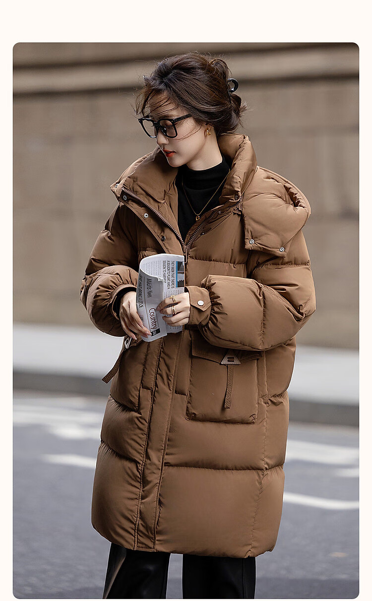 Dme [Light Life] Winter 50D Cotton-Feel Faux Memory Duck down Large Patch Pocket Petite Women's Down Jacket Coat 2