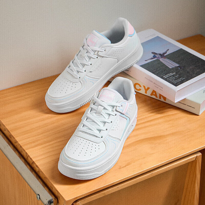 361° Women's Sports Shoes, Autumn Retro Thick-Soled Heightening Wear-Resistant White Sneakers, Casual Skateboard Shoes, 682116601F-8