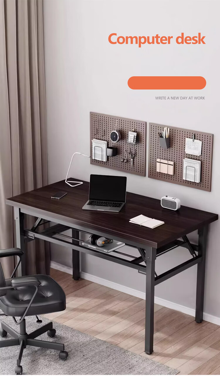 Huakaizhixing Folding Table, Computer Desk, Desktop Study Desk, Writing Desk, Dining Table, Long Table BGZ718 Double Layer 1 Meter 2