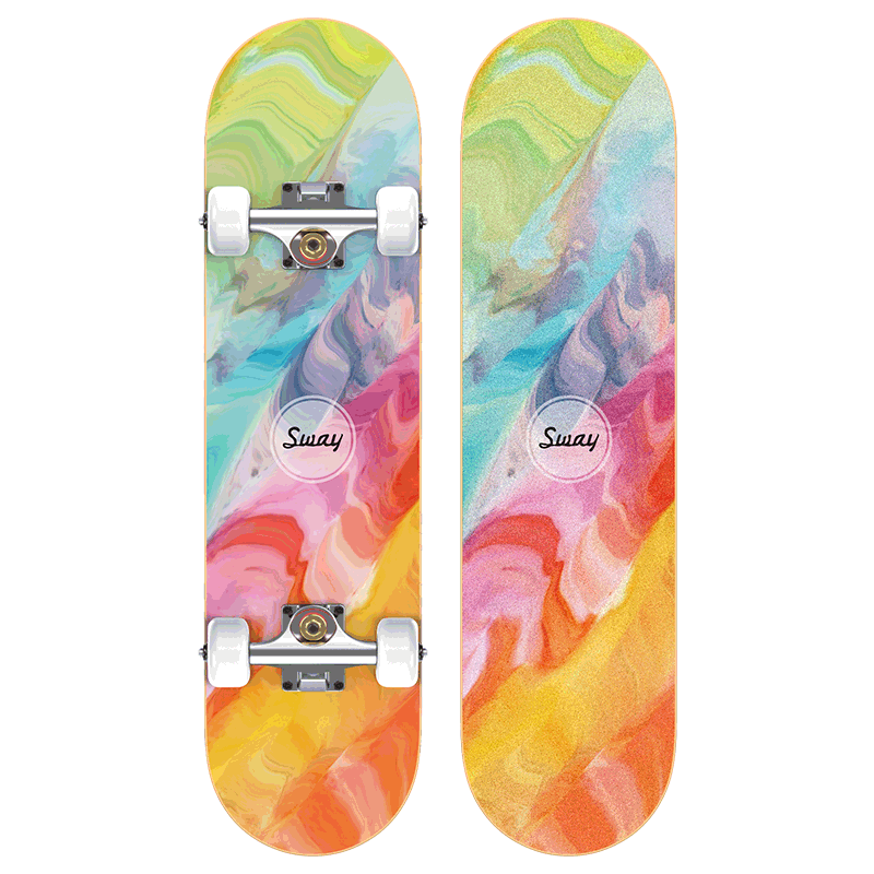 SWAY Professional Skateboard, Four-Wheel Double-Kick Children's Scooter, Adult And Youth Skateboard for Men And Women, Beginner Street Cruising Board KH23BS