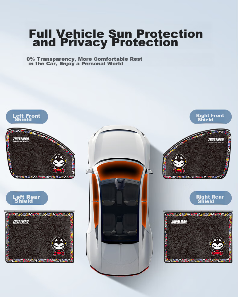 Zhuaimao Car Window Sunshade, Side Window Sun Protection, Sliding Rail Car Curtain, Window Mosquito Net, Privacy Sunshade 16