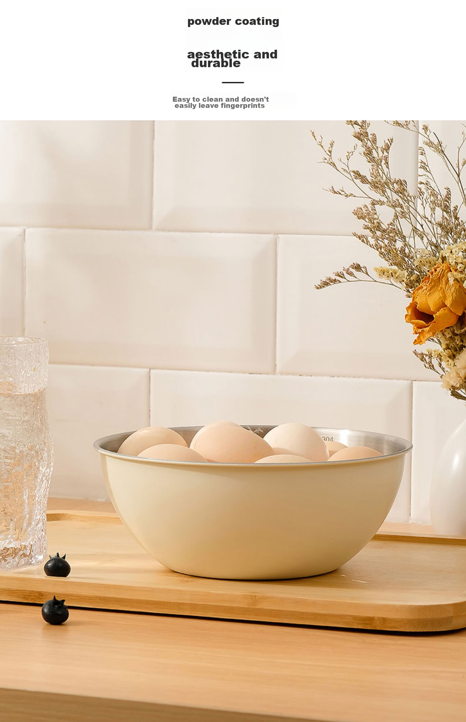 Canjiangjun 304 Stainless Steel Kitchen Bowl Set of Three: Measuring Bowl, Thickened Mixing And Dough Kneading Bowl, Egg Beating Bowl, Baking Bowl 11
