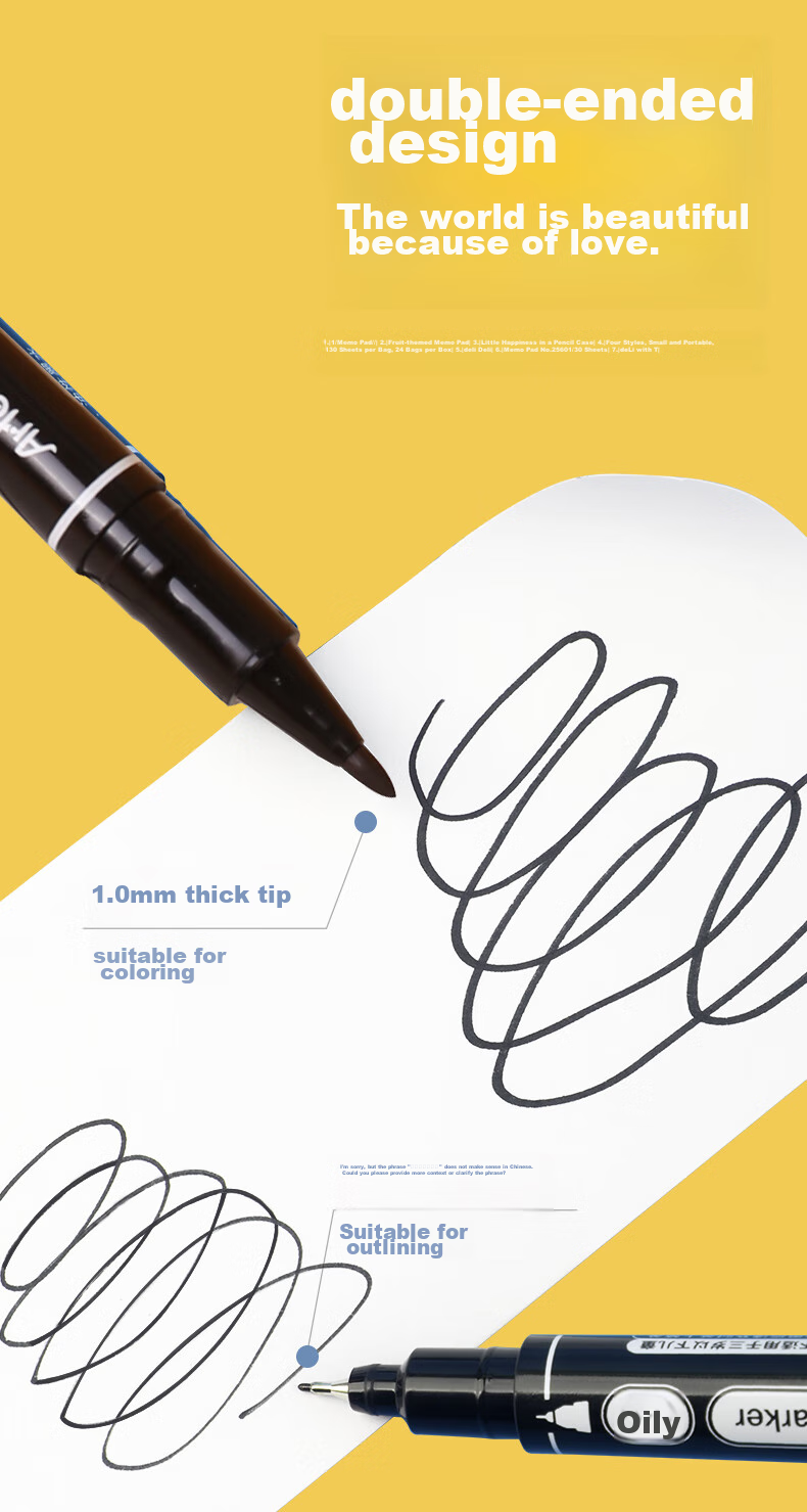 Mont Marte Dual-Tip Waterproof Quick-Drying Chalk Pen, Oil-Based Pen, Logistics Marker, Large-Tip Pen, Marker Pen, Oil-Based Black ATOD-CM1206 Sketching Marker, Drawing Marker 3