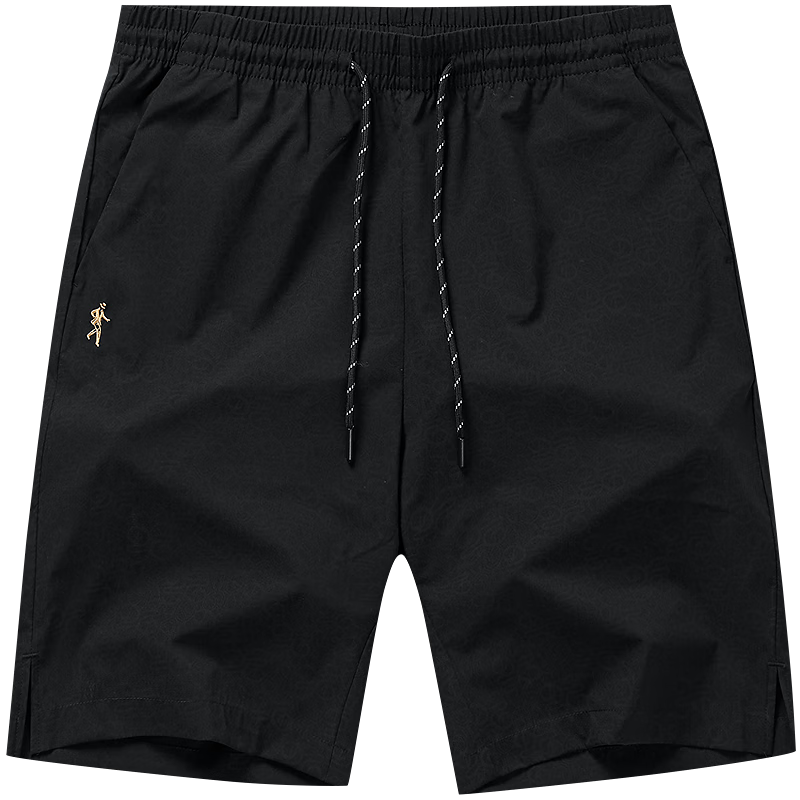 DANCING WOLVES [Comfortable And Breathable] Summer Commute Elastic Waistband Pants, Men's Casual Knee-Length Shorts, Fashionable Shorts, 001 Black, XL