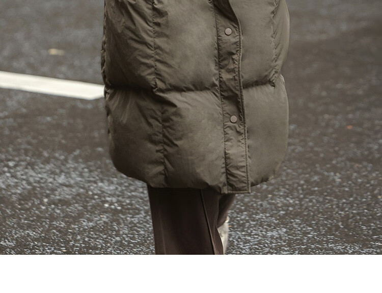 Dme [Retro Long Hooded Down Jacket] Winter Style with Side Pockets, Waist Belt, Long Women's Down Coat, Coffee Color, M 21
