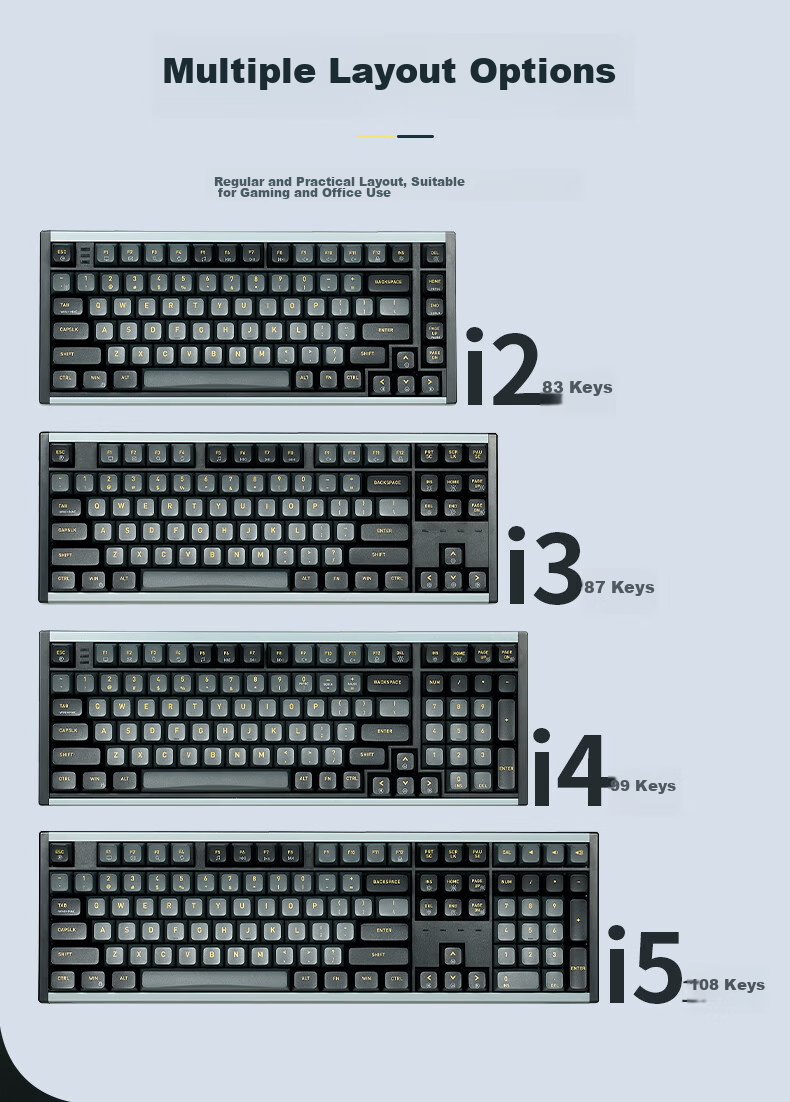 Hyeku I3 87-Key Wired Customizable Keyboard Gaming Hot-Swappable Aluminum Alloy Frame PBT Keycaps RGB Detachable Cable Night Black Kailh Danxia Fast Switch 4