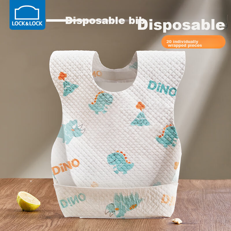 LOCK&LOCK Disposable Bibs for Babies, Summer Waterproof Baby Feeding Bibs, No-Wash Drool Bibs, 20 Pieces/pack