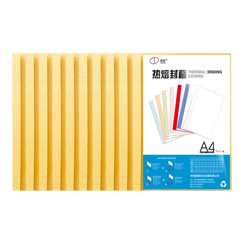 Doton A4 Size 10mm Beige 10pcs/Pack Hot Melt Binding Machine Plastic Colorful Transparent Hot Melt Cover Contract Tender Document Book Glue Binding Transparent Cover with Side Glue