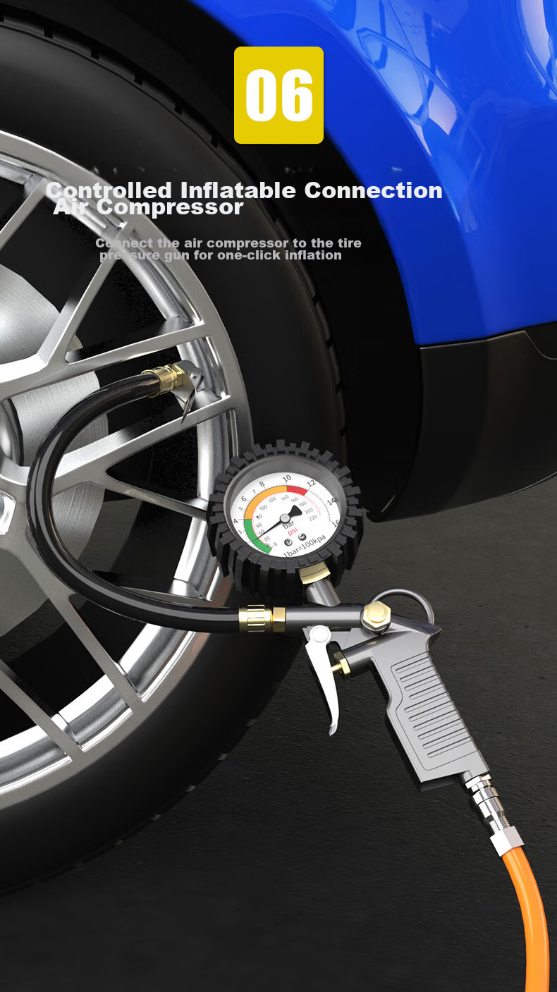 Huangchi Oil-Immersed Tire Pressure Gauge, Can Deflate Tires, Tire Pressure Monitor, Car Tire Pressure Meter 12