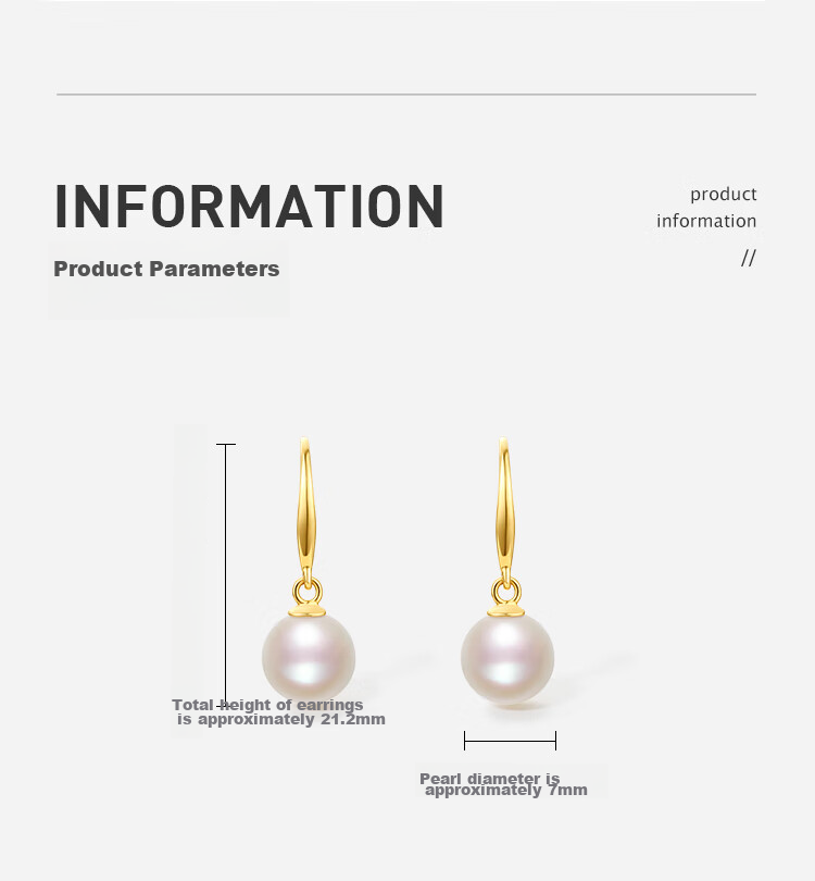 ZLF Yellow 18K Gold Pearl Earrings for Women, Colored Gold Stud Earrings, Birthday Gift, X0911331, One Pair 6