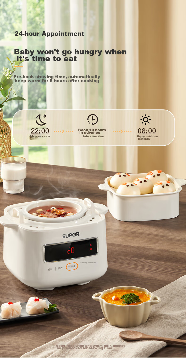 SUPOR Electric Stew Pot, Electric Stew Cup, Double Boiler, Soup Pot, Bird's Nest Stew Cup, Soup Stew Pot, Soup Stew Cup Steamer, Baby Food Cooker DZ10YC866 15