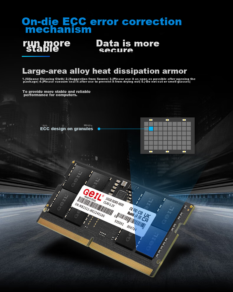 GEIL, Jinbang, 32GB (16GB X 2), DDR5 4800, Laptop Memory Module, Millennium Series 7