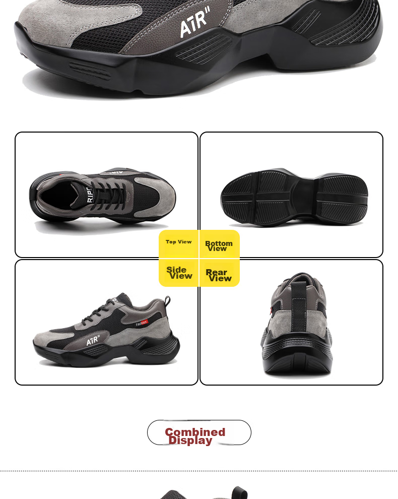 FUCHENG Safety Shoes for Men, Summer Breathable Lightweight Steel Toe Anti-Smashing Anti-Puncture Comfortable Wear-Resistant Work Safety Protective Shoes 359 Size 42 10