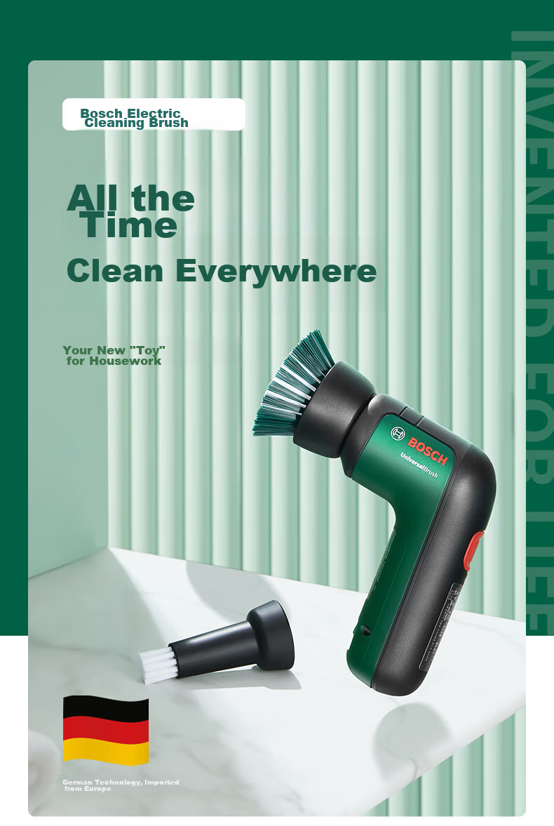 BOSCH Electric Cleaning Brush Waterproof for Glass Tiles Mirror Kitchen Multi-Functional Powerful Cleaning Motor IPX 5 Water Resistant 1