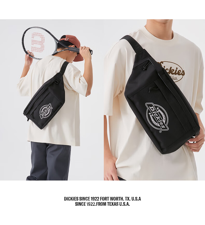 Dickies Men's Crossbody Bag DK Casual Sports Bag Campus Student Canvas Chest Bag Lightweight Cycling Waist Bag Large Capacity Storage Bag 18