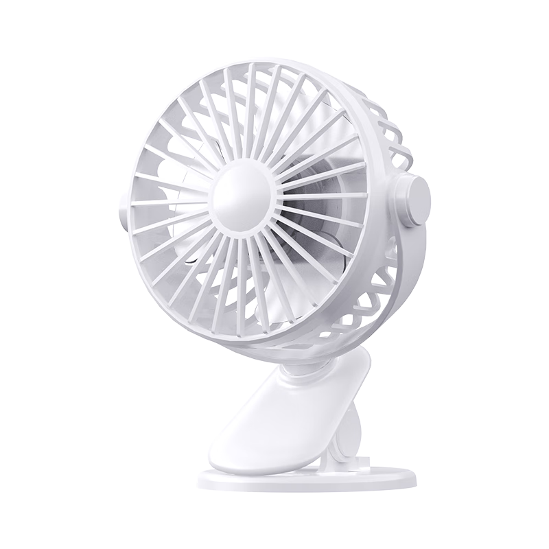 Kelleia Mini Fan/Portable Electric Fan/Handheld Clip-On Rechargeable Fan for Office, Dorm, Desk, And Outdoor Use, 1200mAh White