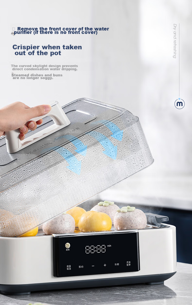 Morphyrichards Electric Steamer Pot for Home Use, Suitable for 3-4 People, All-In Large Capacity Stainless Steel Steaming Rack, Programmable Rapid Steaming Pot, Steaming And Stewing Pot, Egg Steamer, Corn Steamer, Breakfast Machine MR1158 Blue 17