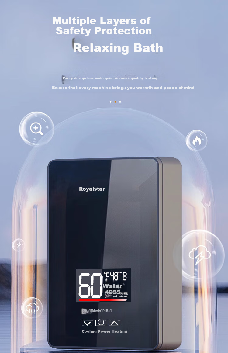 Royalstar Instant Electric Water Heater for Home Use, Fast Heating, Compact Kitchen Treasure, Bathroom Instant Heating, No Water Storage Required, Variable Frequency Constant Temperature, 6000W, Water And Electricity Separation + Unlimited Hot Water + Leakage Protection Switch 11