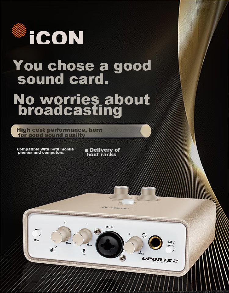 Aiken ICON Uports2 External Aiken Sound Card Kit, Compatible with Mobile Phones And Computers, Network Karaoke, Live Streaming, Shouting, And Recording Microphone, Sound Card Equipment Set 1