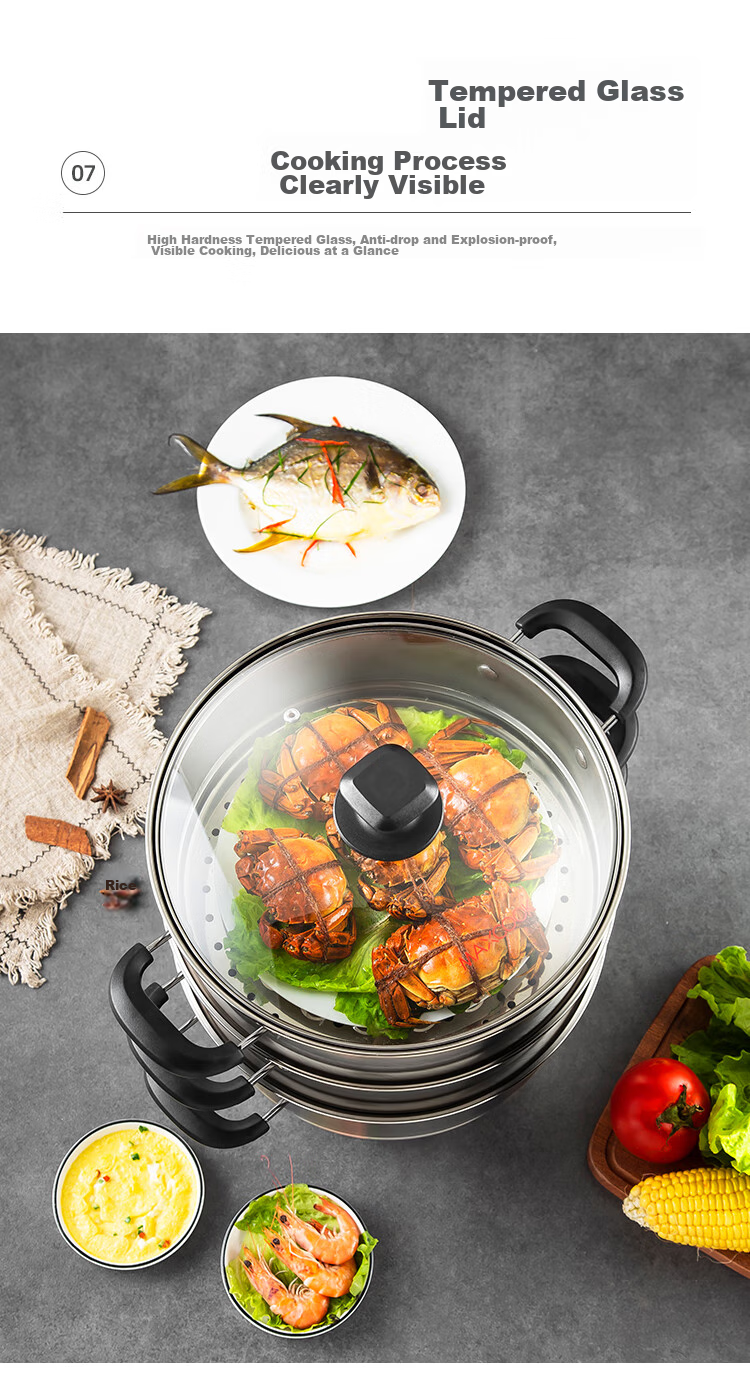 MAXCOOK 304 Stainless Steel Steamer Pot, 26CM Three-Layer Composite Bottom, Compatible with Gas Stove And Induction Cooker 11