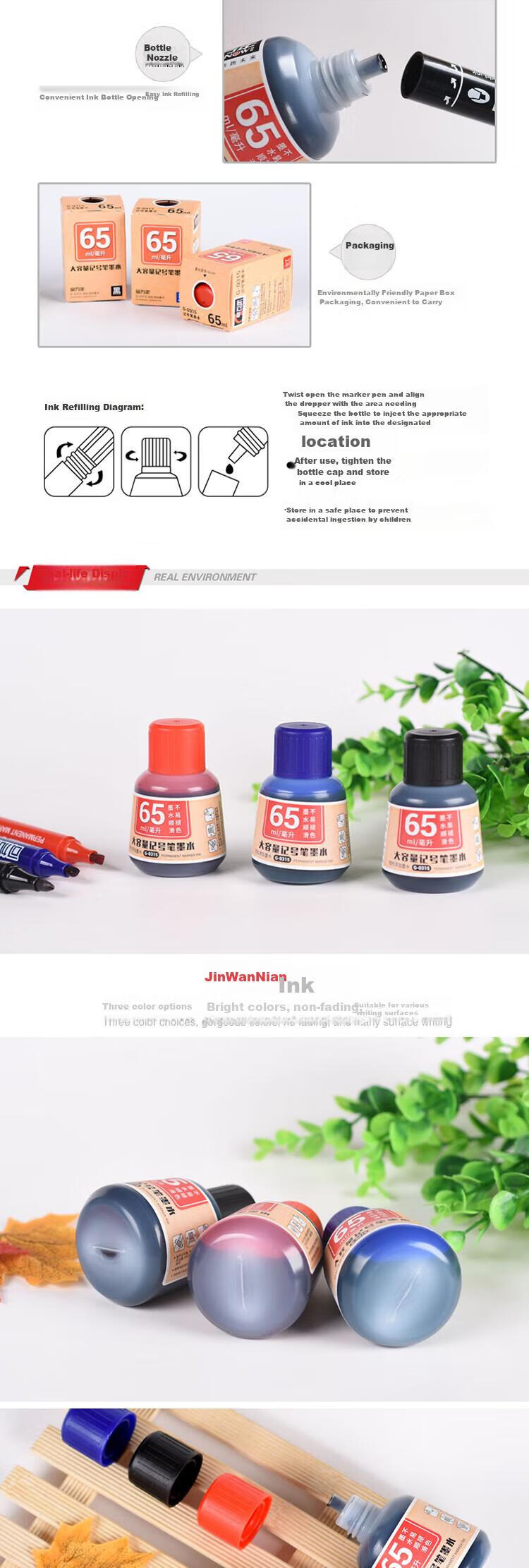 Genvana Marker Refill Ink, Express Delivery Marker Refill Liquid, Large Tip Pen for Logistics Use, Black 20ml, 24-Pack K-0301 2