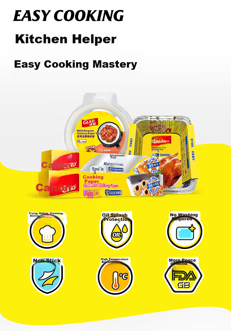 Glad Baking And Cooking Paper 5m*30cm, Meat Roasting Silicone Paper, Air Fryer And Oven Baking Sheet Paper, Original Import 4