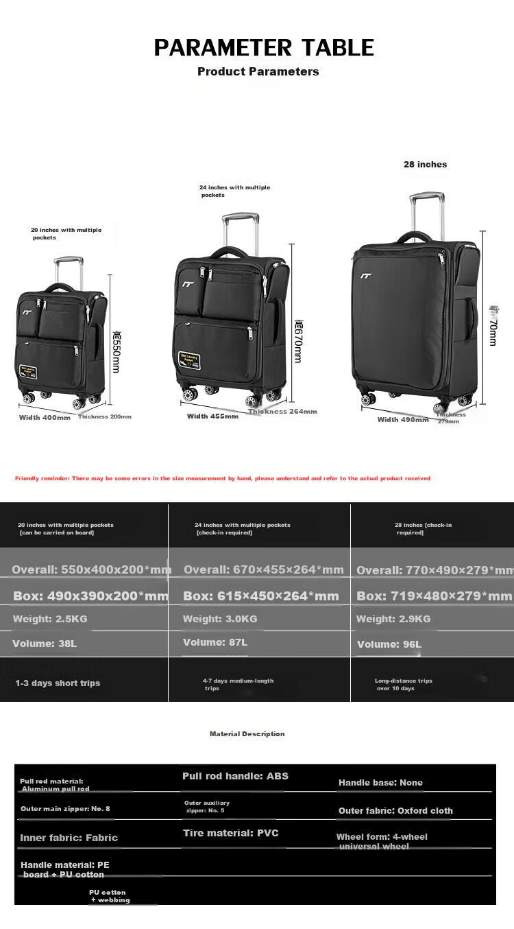 INTERNATIONAL TRAVELLER British IT Suitcase, Travel Luggage with Wheels, Ultra-Light Carry-On Soft Case, 20-Inch, Model 1157, Black 11