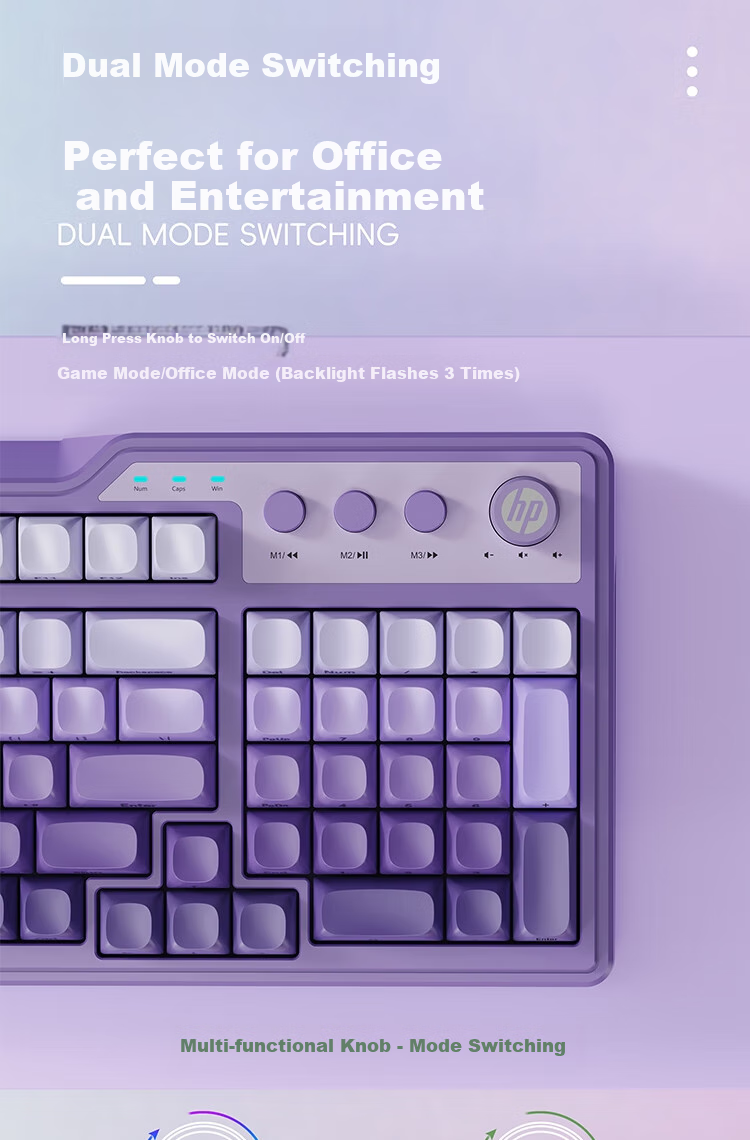 HP K360 Wired Keyboard, Gradient Color Keycaps, RGB Mechanical Feel, Ergonomic Design, Office And Gaming Universal, League of Legends, E-Sports Gaming Keyboard, Green, 98-Key Layout 3