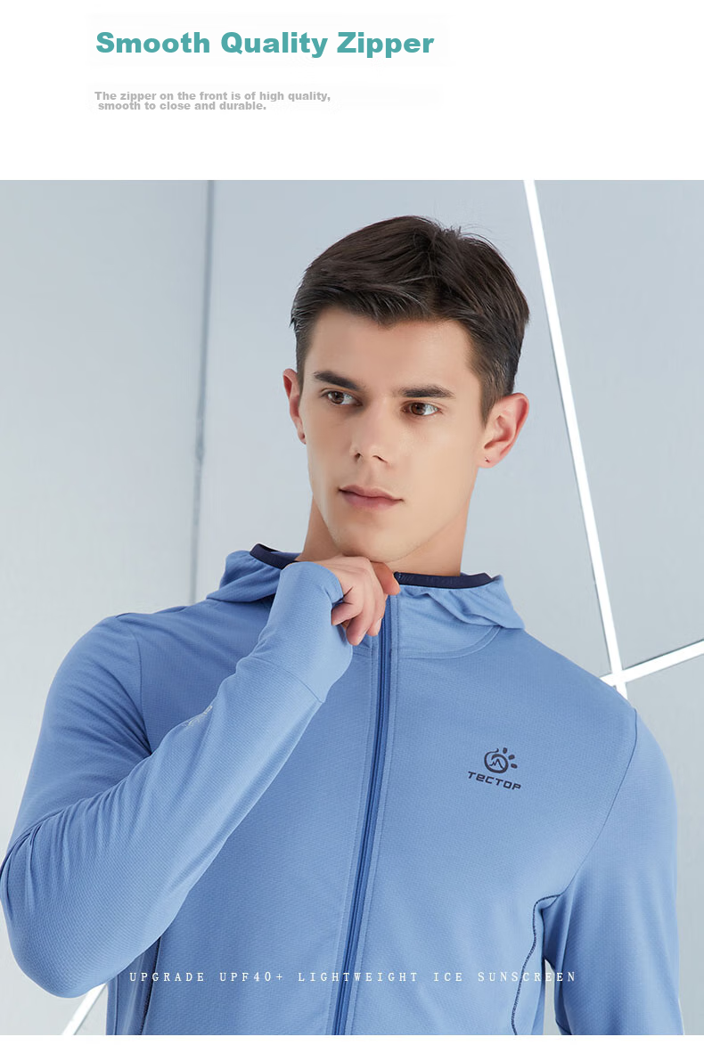 TECTOP Sun Protection Jacket for Men, Lightweight And Breathable Outdoor Skin Coat, Men's Gray-Blue Color, Size 3XL 9